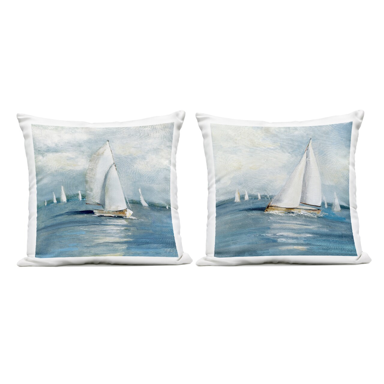 Stupell Industries Sailboat Fleet Vessels 2 Piece Outdoor Printed Pillow Set, design by Sally Swatland, 18 x 7 x 18